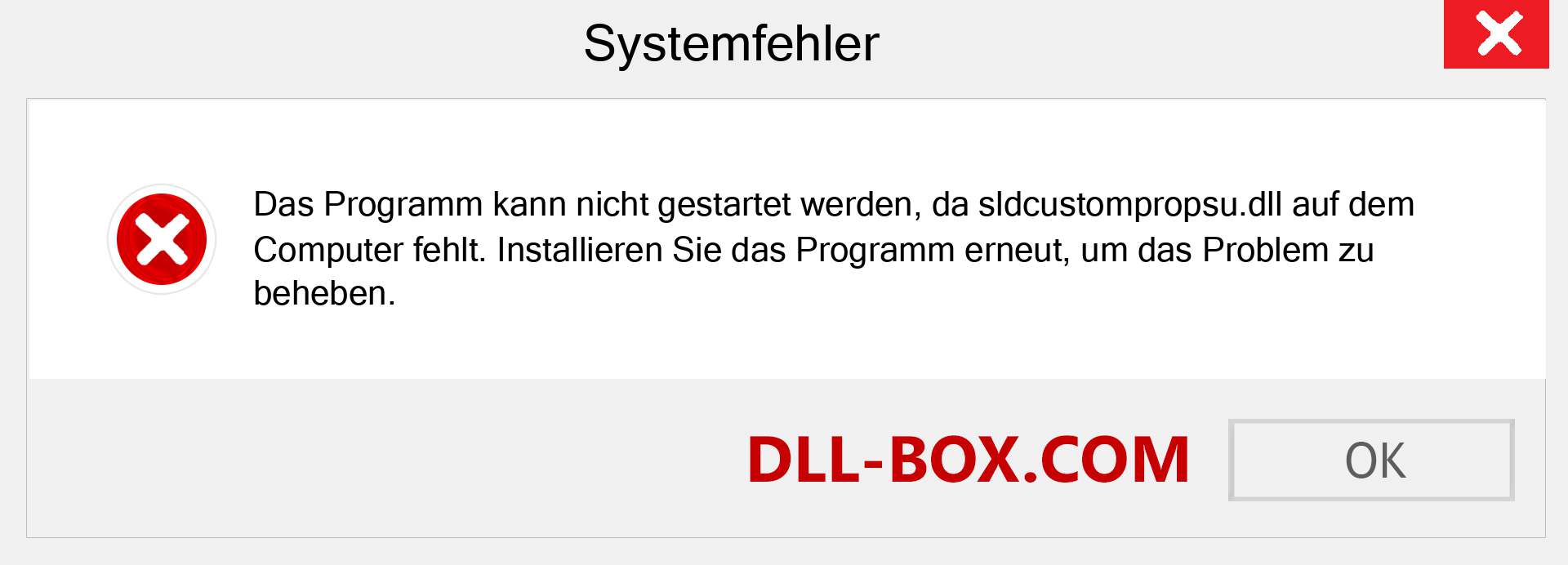 sldcustompropsu.dll-Datei fehlt?. Download für Windows 7, 8, 10 - Fix sldcustompropsu dll Missing Error unter Windows, Fotos, Bildern